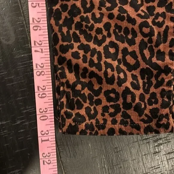 Loft Brown Corduroy Leopard Animal Print High Rise Waist Skinny Jeans Size 2 - Picture 12 of 12